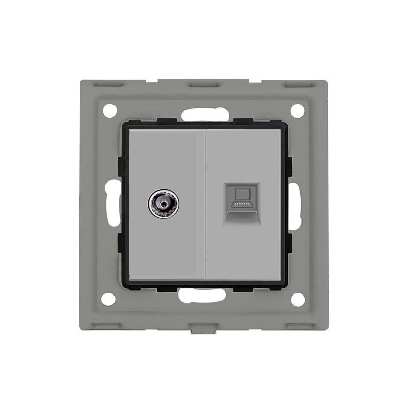 Conector RJ45, CAT6 + TV gris