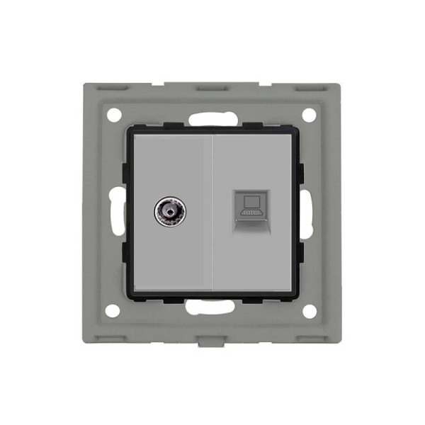 Conector RJ45, CAT6 + TV gris