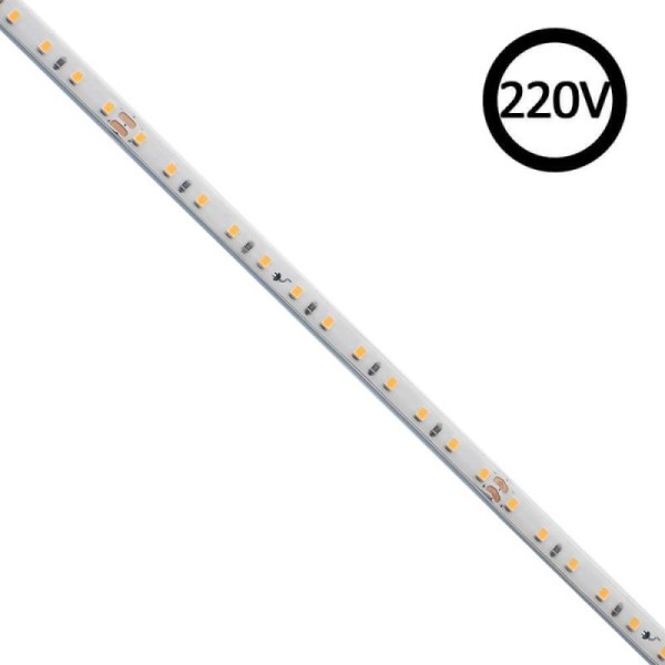 Tira LED 220V Super Slim SMD2835, 120Led/m, 8W/m, Triac regulable, corte 10cm, 1 metro, Silicona