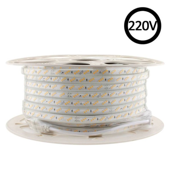 Tira LED 220V SMD2835, 180Led/m, 10W/m, Triac regulable, corte 20cm, carrete 50 metros