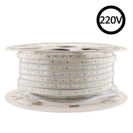 Tira LED 220V SMD2835, 180Led/m, 10W/m, Triac regulable, corte 20cm, carrete 50 metros