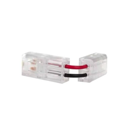 Conectores L-V transparente con cable para unión de tiras LED COB + SMD - 8mm