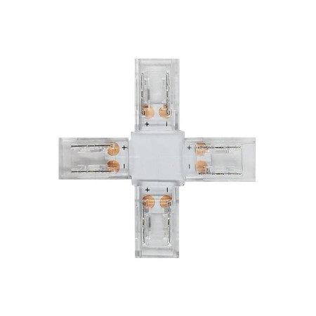 Conector X transparente para unión de tiras LED COB + SMD - 8mm