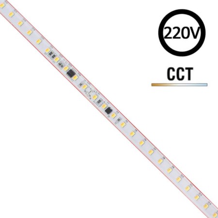 Tira LED 220V Slim SMD2835, 100Led/m, 10W/m, corte 25cm, CCT, 1 metro