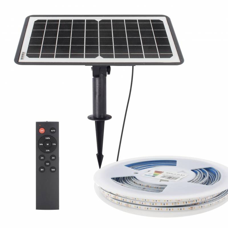 Kit Solar de Tira Led 3.2V-12AH, 180º, IP65, 10 metros