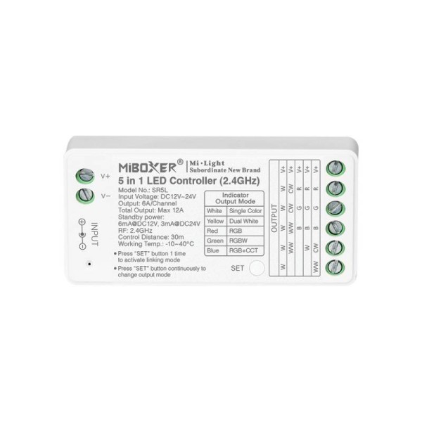 Controlador 2.4G RF, DC12-24V, 12A, 3 en 1 RGB+RGBW+RGBCCT, bajo consumo