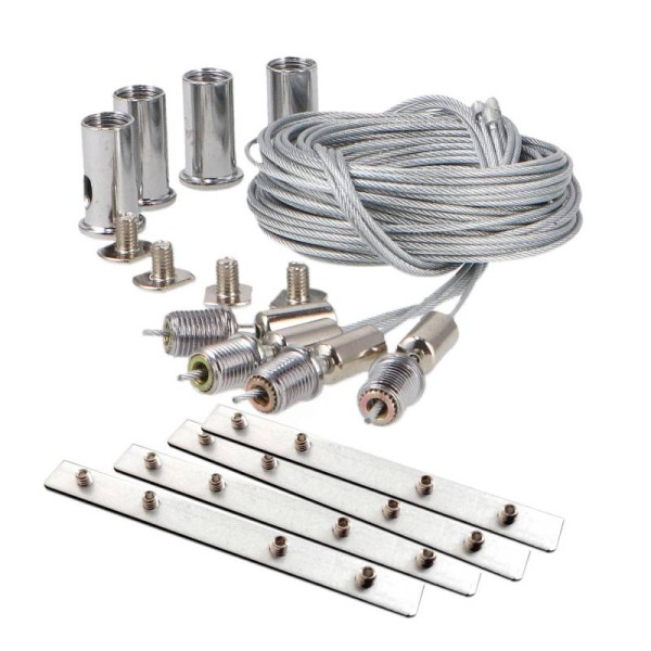 Set de 4 cables de suspensión 1,5m y conectores para perfiles de aluminio