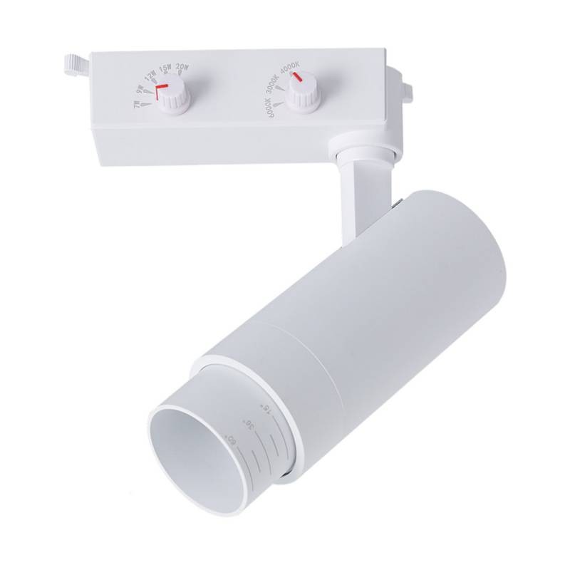 Foco carril Monofásico PIKE RAIL LED 7-9-12-15-20W, 3CCT, 15º-60º, blanco