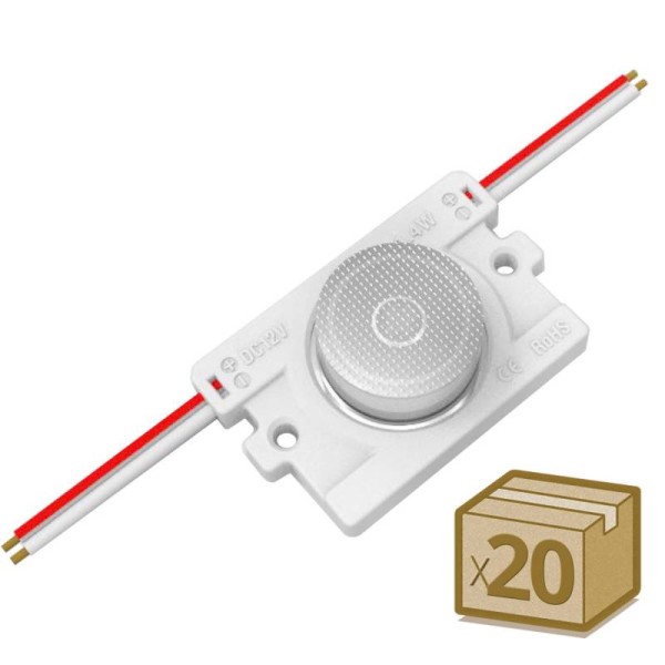20x Módulo Led 1xSMD3535, lente 10*30°, DC12V, 2.4W, IP65