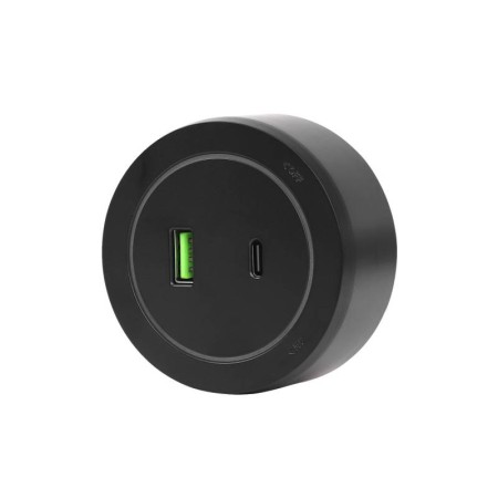 Cargador USB A+B 2,1A para carril KOOB, negro