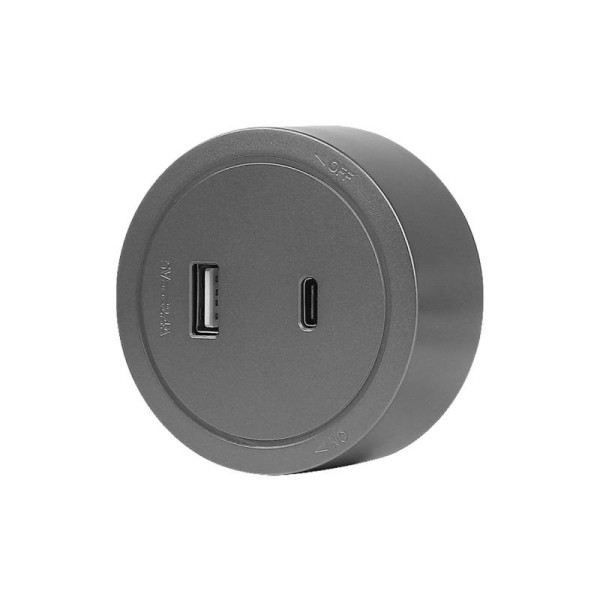 Cargador USB A+B 2,1A para carril KOOB, gris