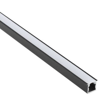 KIT - Perfil aluminio EKUB 1010 para tiras LED, 1 metro, negro
