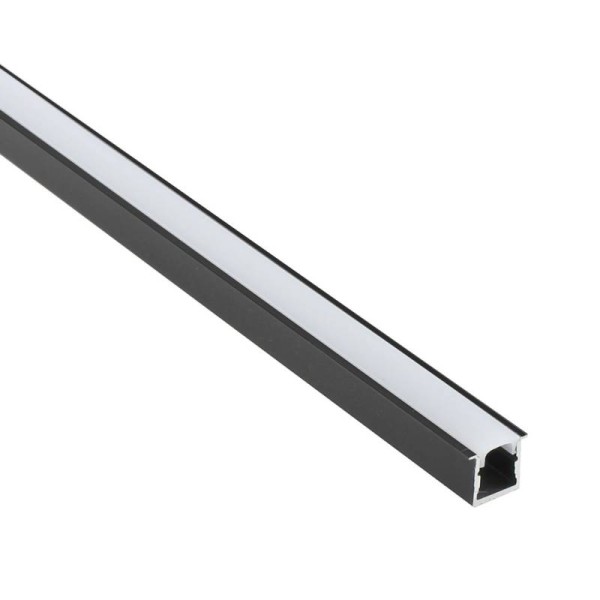 KIT - Perfil aluminio EKUB 1010 para tiras LED, 2 metros, negro