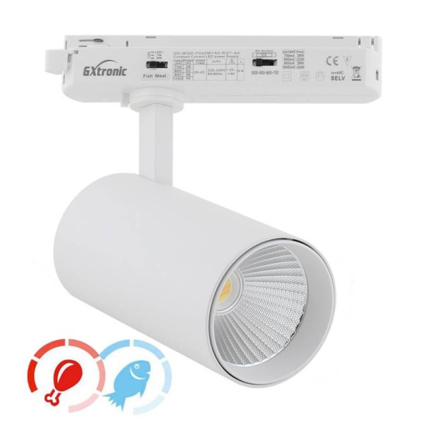Foco carril Monofásico CRONOLUX, 40W-28W, blanco, 38º, UGR13, DUAL Carnes y Pescados