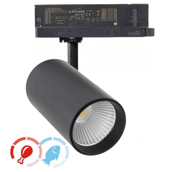 Foco carril Trifásico CRONOLUX, 40W-30W, blanco, 38º, UGR13, DUAL Carnes y Pescados