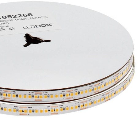 Tira LED Monocolor SMD2835, DC48V, 10 metros (240Led/m), Corte 25mm, 200W, IP20