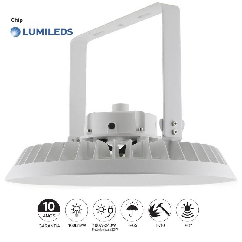 Campana-Proyector LED Industrial FLEXBAY 240W-100W ajustable, Chipled LUMILEDS, 90º