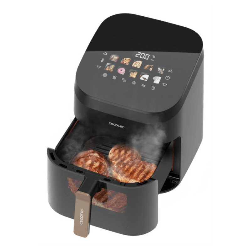 Cecotec Cecofry&Grill Smokin 6500 Sencillo 6,5 L Independiente 2200 W Freidora de aire caliente Negro, Marrón