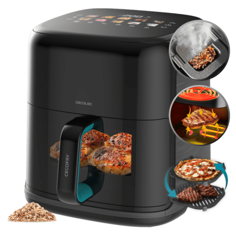 Cecotec Cecofry&Grill SmokinPrime 6500 Sencillo 6,5 L Independiente 2200 W Freidora de aire caliente Negro