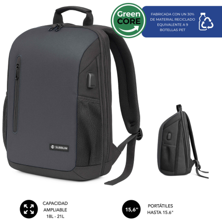 SUBBLIM Nomad Xpand Air Padding mochila City backpack Negro Poliéster reciclado