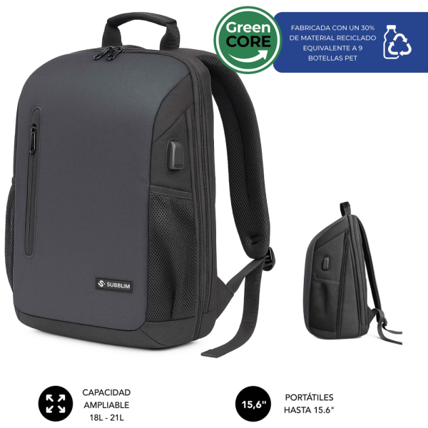 SUBBLIM Nomad Xpand Air Padding mochila City backpack Negro Poliéster reciclado