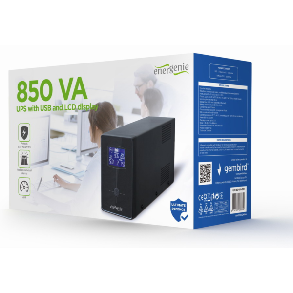 Gembird EG-UPS-032 sistema de alimentación ininterrumpida (UPS) 0,85 kVA 510 W 3 salidas AC
