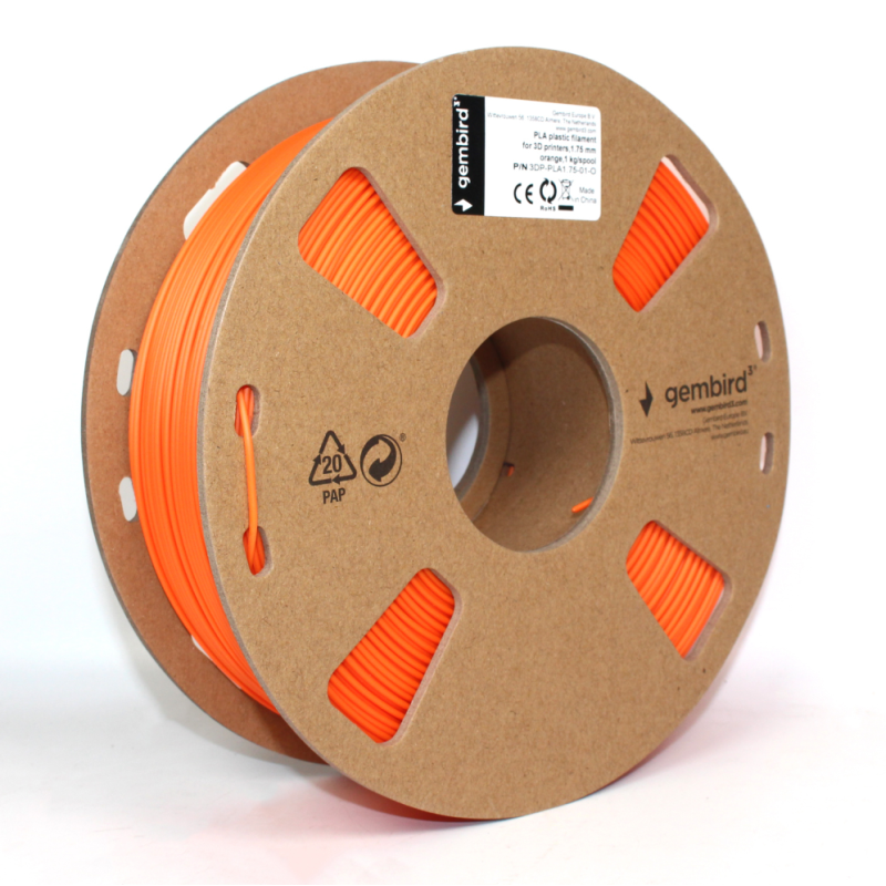 Gembird 3DP-PLA1.75-01-O material de impresión 3d Ácido poliláctico (PLA) Naranja 1,4 kg