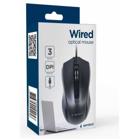 Gembird MUS-3B-01 ratón Oficina Ambidextro USB tipo A Óptico 1000 DPI
