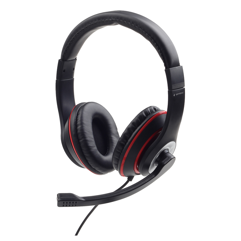 Gembird MHS-03-BKRD auricular y casco Auriculares Alámbrico Diadema Juego Negro, Rojo