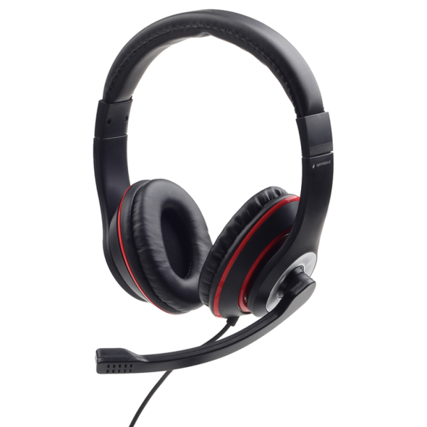 Gembird MHS-03-BKRD auricular y casco Auriculares Alámbrico Diadema Juego Negro, Rojo