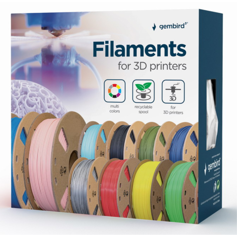 Gembird 3DP-PLA1.75GE-01-BK material de impresión 3d Ácido poliláctico (PLA) Negro 330 g
