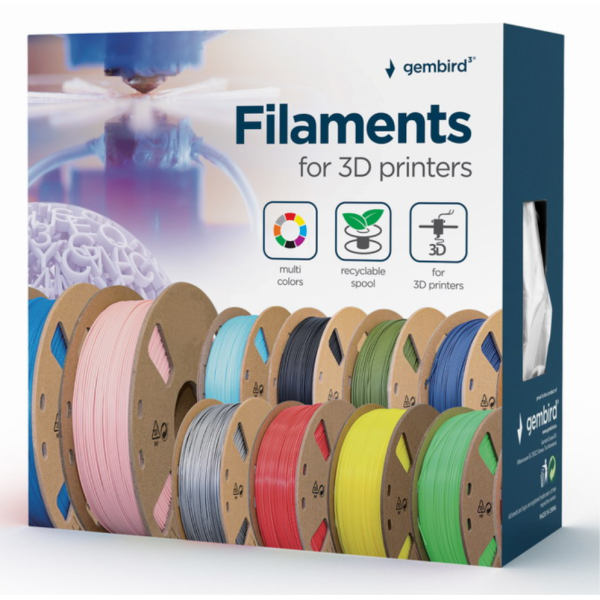 Gembird 3DP-PLA1.75GE-01-BK material de impresión 3d Ácido poliláctico (PLA) Negro 330 g