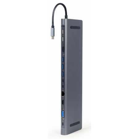 Gembird A-CM-COMBO9-01 base para portátil y replicador de puertos USB 3.2 Gen 1 (3.1 Gen 1) Type-C Gris