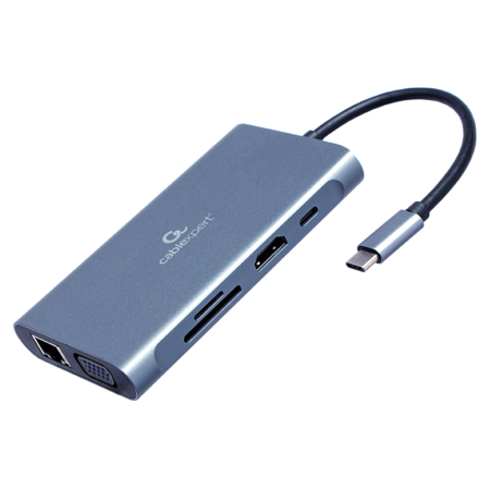 Gembird A-CM-COMBO7-01 base para portátil y replicador de puertos USB 3.2 Gen 1 (3.1 Gen 1) Type-A Gris