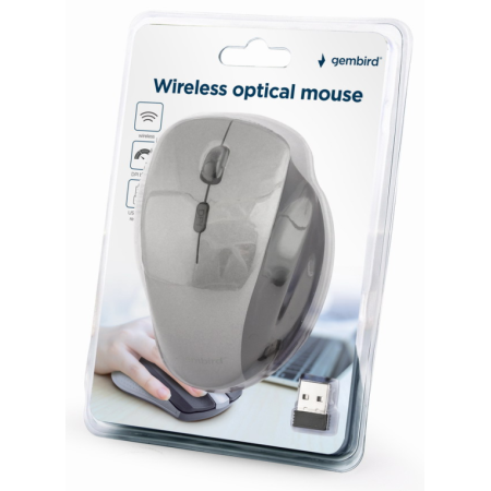 Gembird MUSW-6B-02-BG ratón Oficina mano derecha RF inalámbrico Óptico 1600 DPI