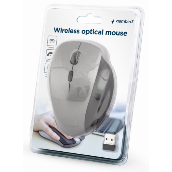 Gembird MUSW-6B-02-BG ratón Oficina mano derecha RF inalámbrico Óptico 1600 DPI