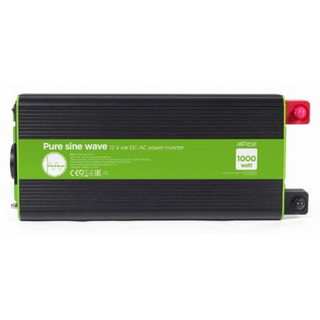 Gembird EG-PWC-PS1000-01 adaptador e inversor de corriente Auto 1000 W Negro, Verde
