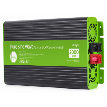 EnerGenie EG-PWC-PS2000-01 adaptador e inversor de corriente Auto 2000 W Negro, Verde