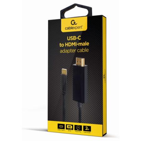 Gembird A-CM-HDMIM-01 adaptador de cable de vídeo 2 m USB Tipo C HDMI Negro