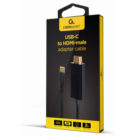 Gembird A-CM-HDMIM-02 adaptador de cable de vídeo 2 m USB Tipo C HDMI Negro