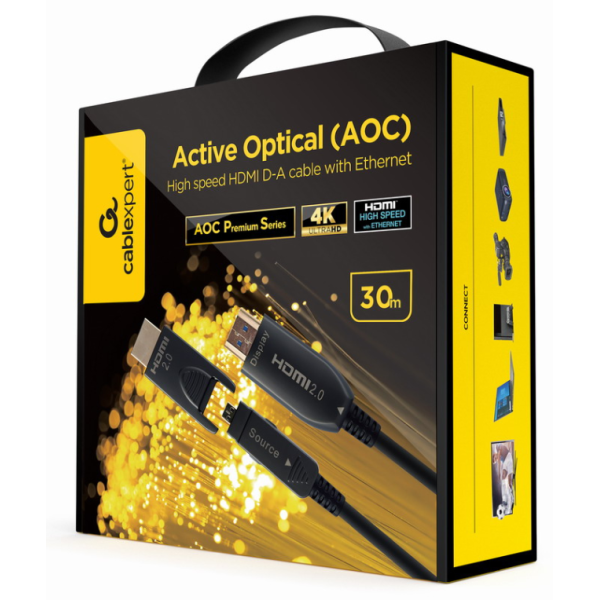 Gembird CCBP-HDMID-AOC-30M cable HDMI HDMI tipo A (Estándar) HDMI tipo D (Micro) Negro