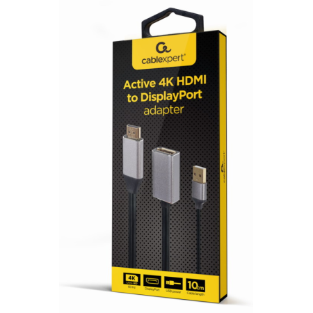 Gembird A-HDMIM-DPF-02 adaptador de cable de vídeo 0,1 m HDMI tipo A (Estándar) DisplayPort Negro