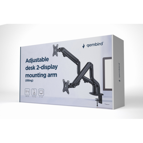 Gembird MA-DA2-02 soporte para monitor 81,3 cm (32″) Escritorio Negro
