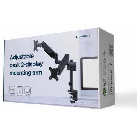 Gembird MA-DA2P-01 soporte para monitor 81,3 cm (32″) Escritorio Negro