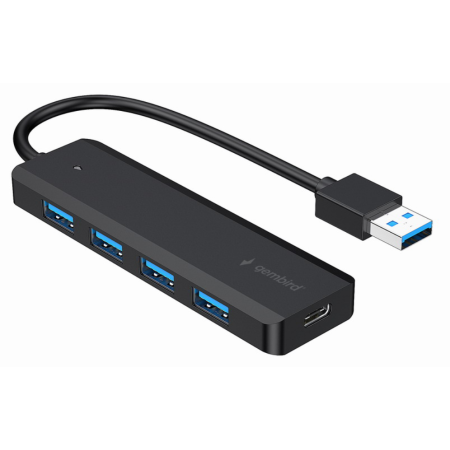Gembird UHB-U3P4P-02 hub de interfaz USB 3.2 Gen 1 (3.1 Gen 1) Type-A 5000 Mbit/s Negro