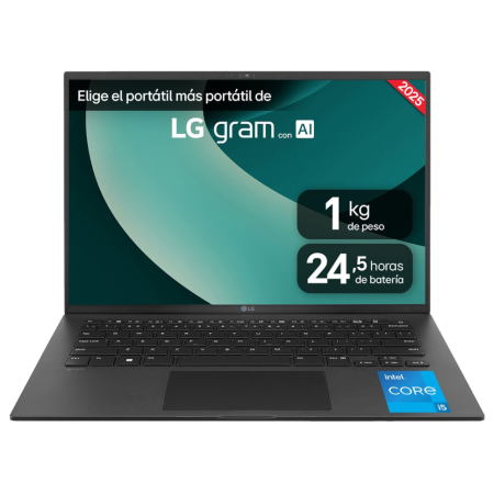 LG Gram Intel® Core™ i5 i5-1334U Portátil 35,6 cm (14″) WUXGA 8 GB LPDDR4x-SDRAM 256 GB SSD Wi-Fi 6E (802.11ax) FreeDOS Negro QW