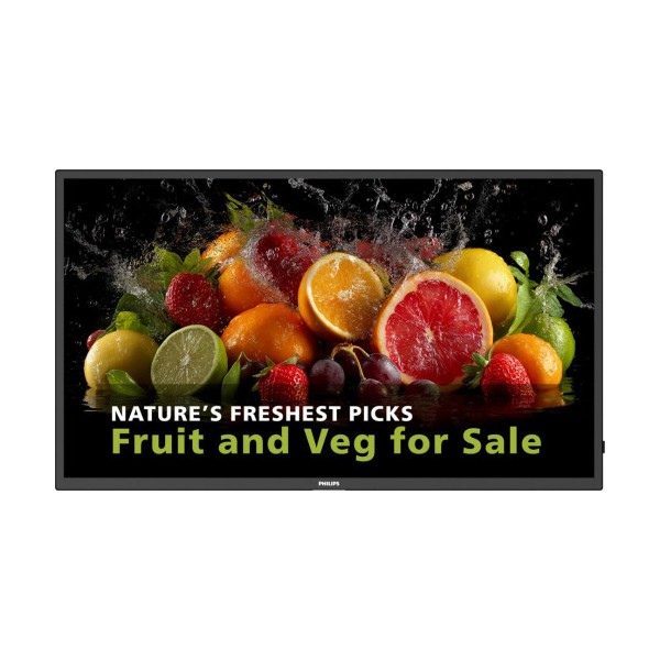 PHILIPS 24x7 ( ANDROID 11 SoC) 55″ D-LINE, UHD, 600CD, 24/7 LANDSCAPE & PORTRAIT, ANDROID 14, MEDIAPLAYER, FULL FAILOVER, WIFI &