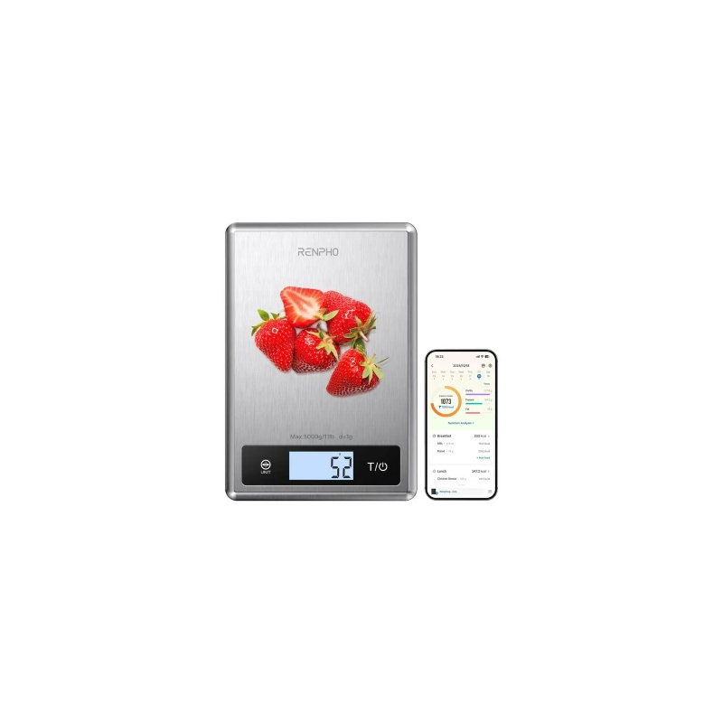 RENPHO CALIBRA 1 - SMART NUTRITION SCALE - BLE - GREY STAINLESS STEEL (UP TO 11LB/5KG)