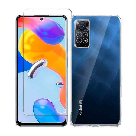Funda Híbrida Transparente + Protector Cristal Templado para Xiaomi Redmi Note 11 Pro / Note 11 Pro 5G