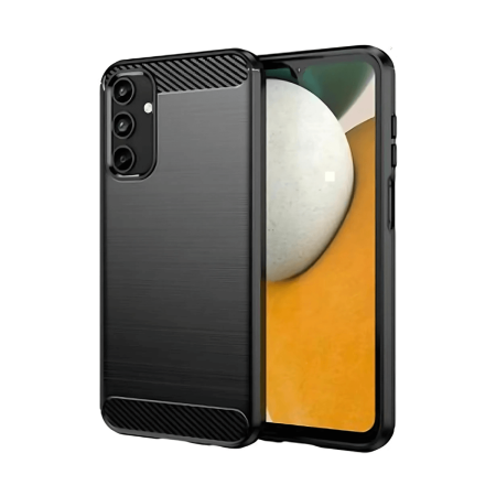 Funda silicona Samsung Galaxy A15 4G / A15 5G de Alta Protección e Inserciones Símil a Fibra de Carbono Negro